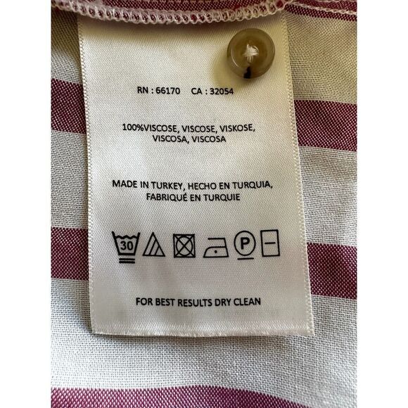 ANTHROPOLOGIE MAEVE Women's Striped Ruffle Button Down Blouse Pink Size Small - Picture 8 of 9